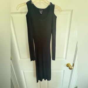Black cold shoulder sweater dress
